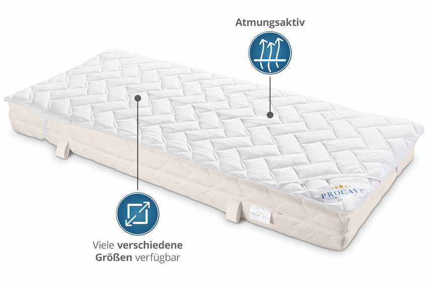 Matratzenauflage verstepptes AloeVera-Doppeltuch mit 4 Eckgummis