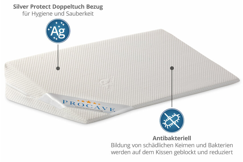 Bettkeil mit Bezug aus Silver Protect-Doppeltuch