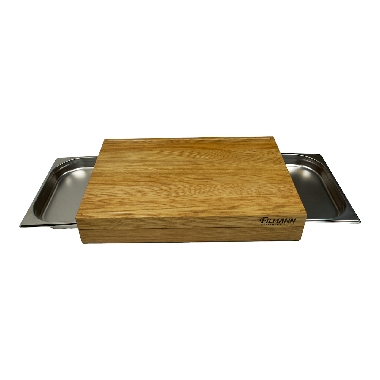 Schneidebrett Eiche mit Auffangschale & Saftrille - 55,5X38X9CM