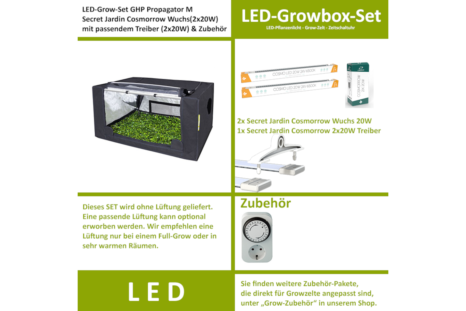 GHP Propagator M Komplettset - Secret Jardin LED Wuchs