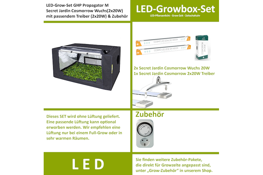 GHP Propagator M Komplettset - Secret Jardin LED Wuchs