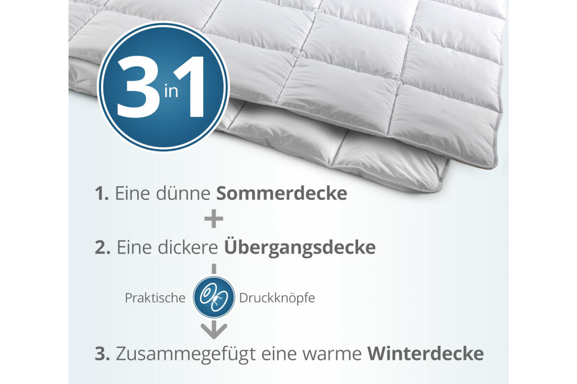 MICRO-COMFORT 4 Jahreszeiten Steppdecke mit Druckknöpfen