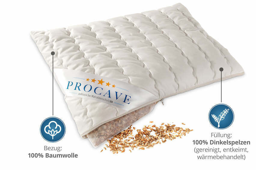 Dinkelkissen mit waschbarem Bezug aus Baumwolle