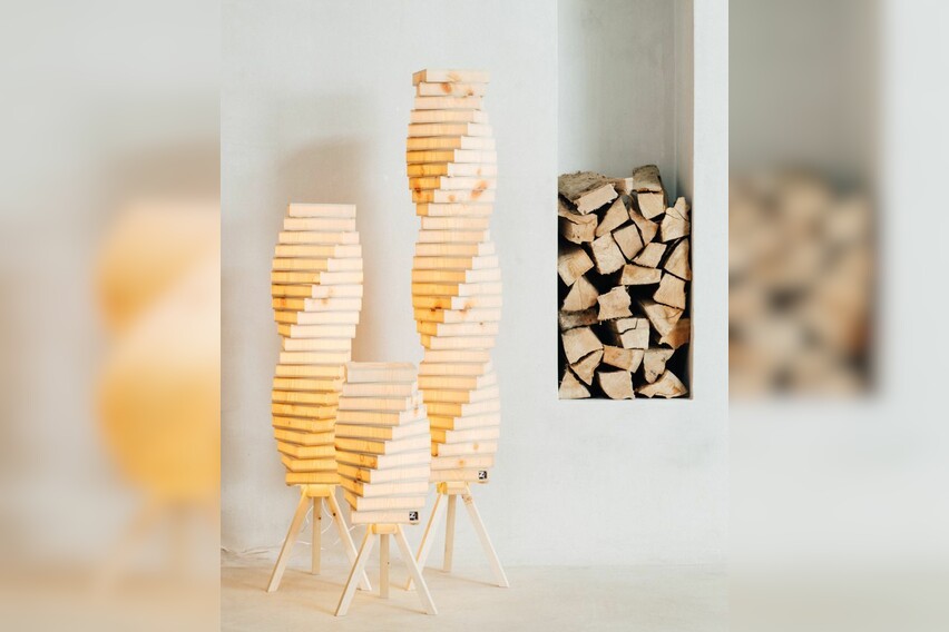 Zirbenholz Lampe - LAMP helix1