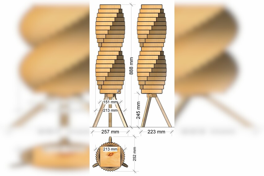 Zirbenholz Lampe - LAMP helix 2