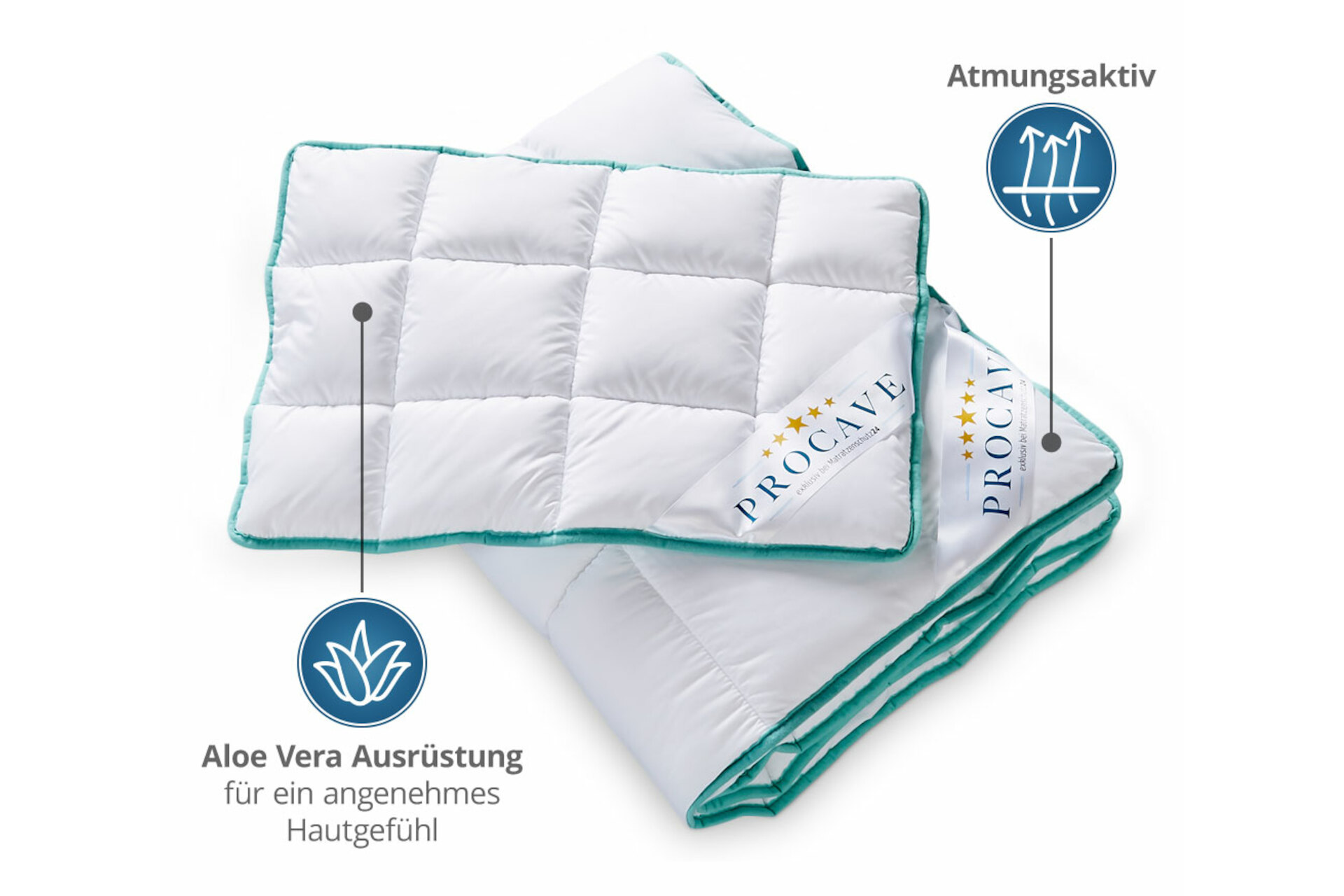 Kinderbetten-Set Aloe Vera mit Kissen 40x60cm und Steppbett 100x135cm