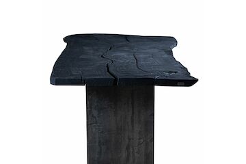 Massiver Holztisch geköhlt aus einem Stück mit Stahlwangen - Eiche