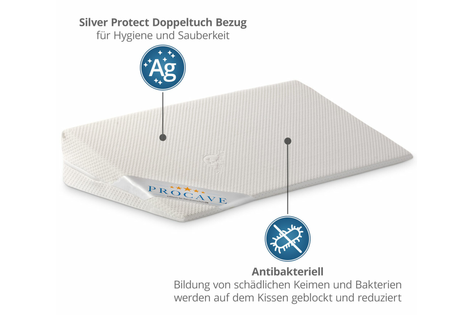 Bettkeil mit Bezug aus Silver Protect-Doppeltuch