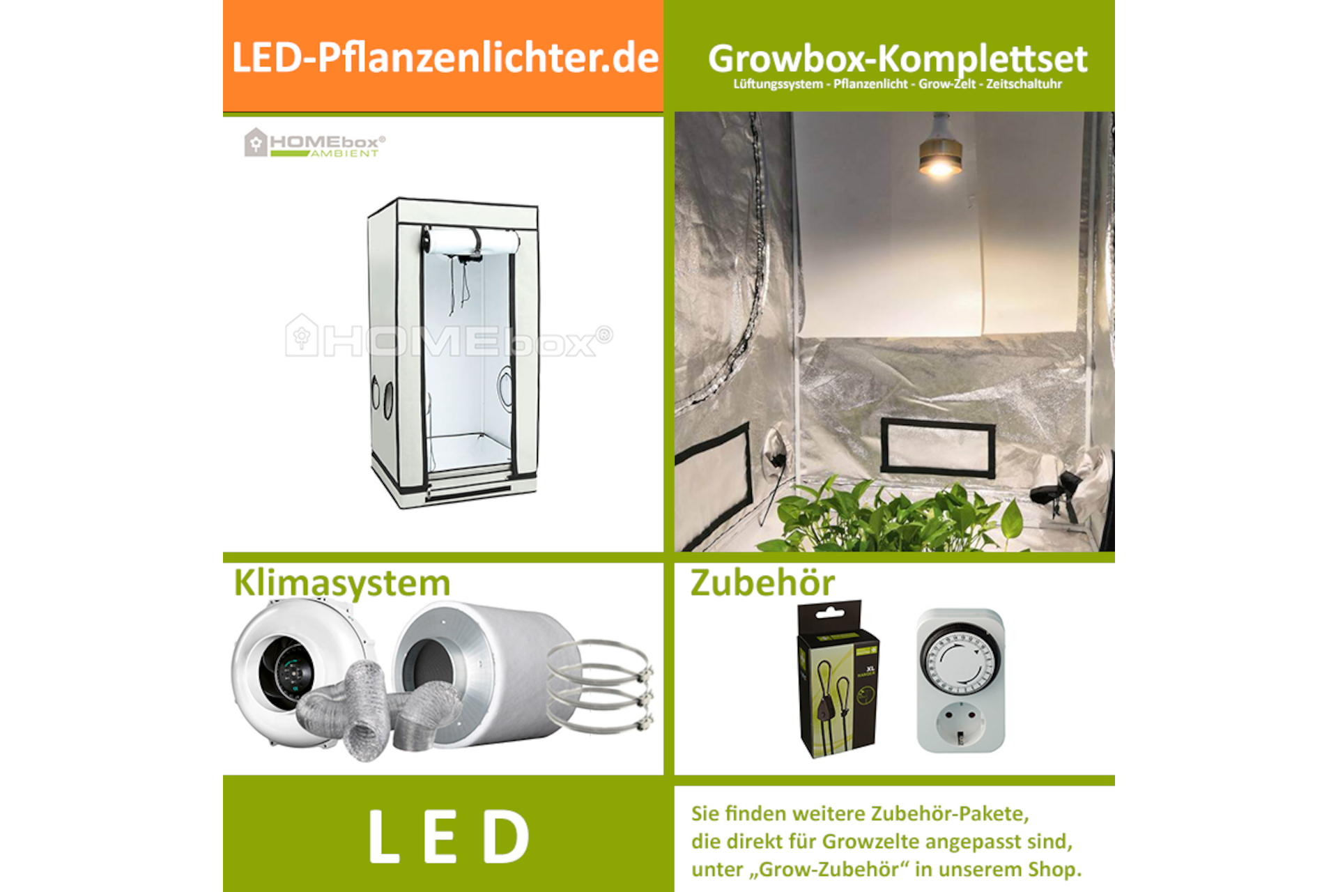 LED-Grow-Set Q60+ mit Lüftung & Lampe nach Wahl