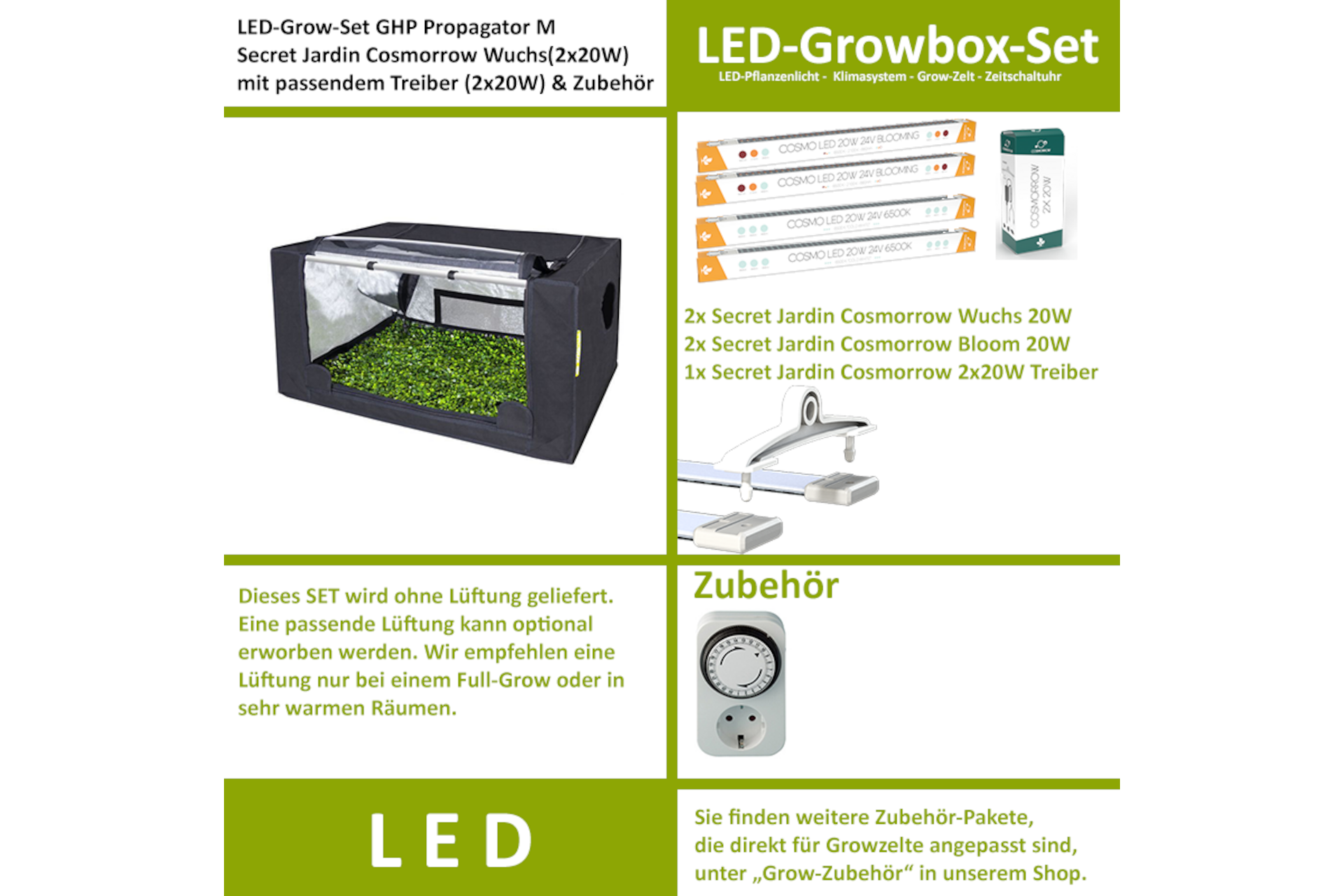 GHP Propagator M Komplettset - Secret Jardin LED Dual