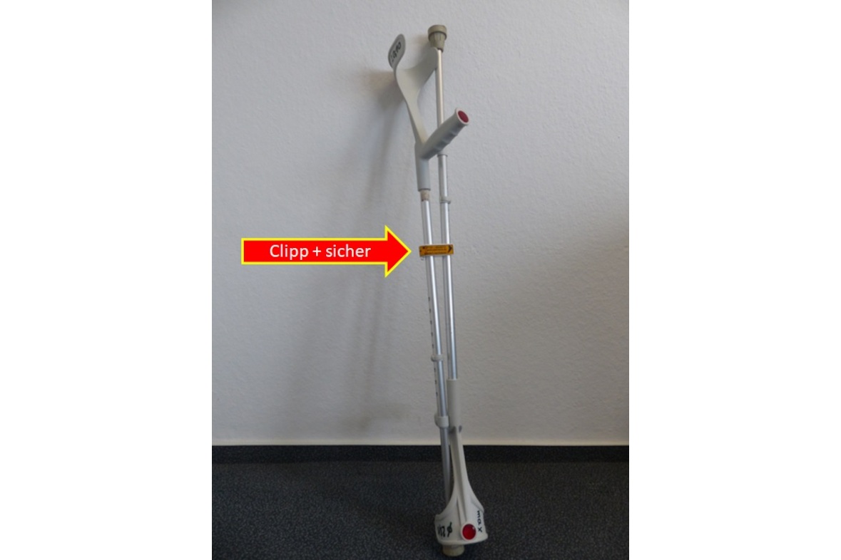 Clipp + Sicher für Gehhilfen ("Krücken") 22,1 mm Ø ≙ 69,43 mm Umfang (CS22)