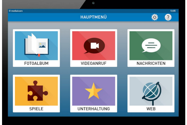 Media4Care Tablet für Senioren | Startbildschirm