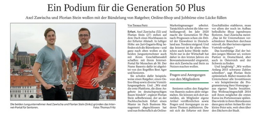 Thüringer Allgemeine - Zeitungsartikel über basenio.de Bild zum Artikel: Thüringer Allgemeine - Zeitungsartikel über basenio.de