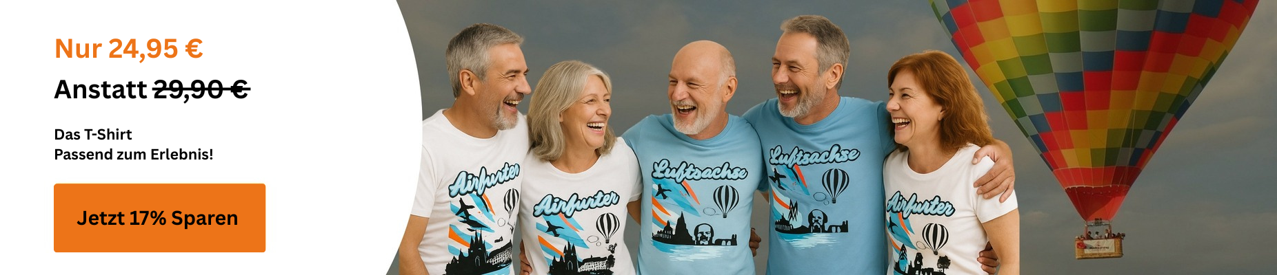 Banner für Ballonfahrt T-Shirts – 24,95 € statt 29,90 € 