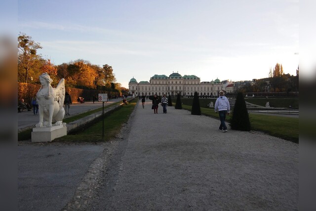 Wien, Schloss Belvedere, Abend, Herbst, Dämmerung, Schlosspark