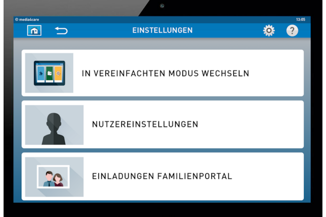 Media4Care Tablet für Senioren | Nutzereinstellungen