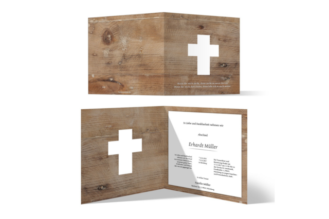 Trauerkarte Freunde | rustikales Kreuz