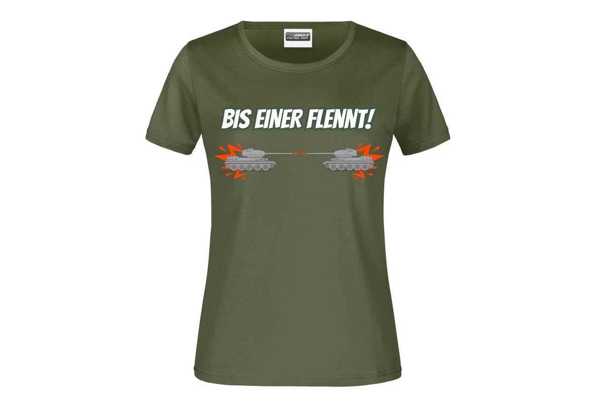T-Shirt "Bis einer flennt!" für Damen vorn