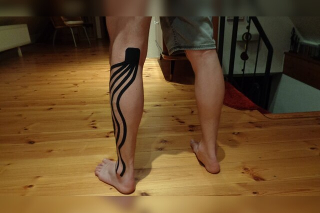 Kinesio Tape, kinesiologisch, Wellen, tapen, Wade