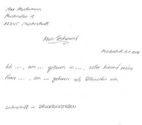 Testament Schreiben Tipps Kostenfreies Muster Vorlage Testament Schreiben Tipps Kostenfreies Muster Vorlage