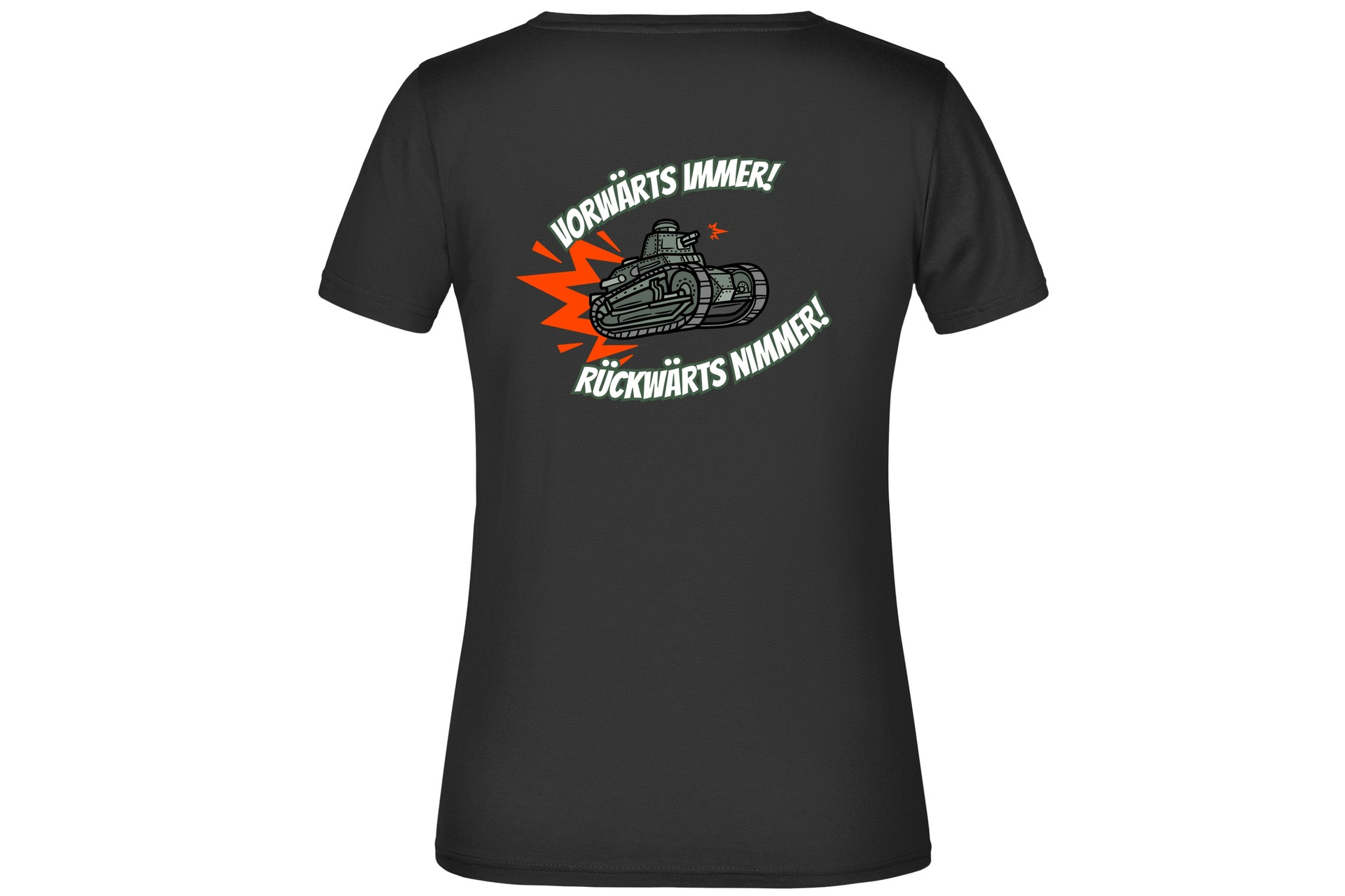 T-Shirt "Vorwärts immer - Rückwärts nimmer!" für Damen hinten