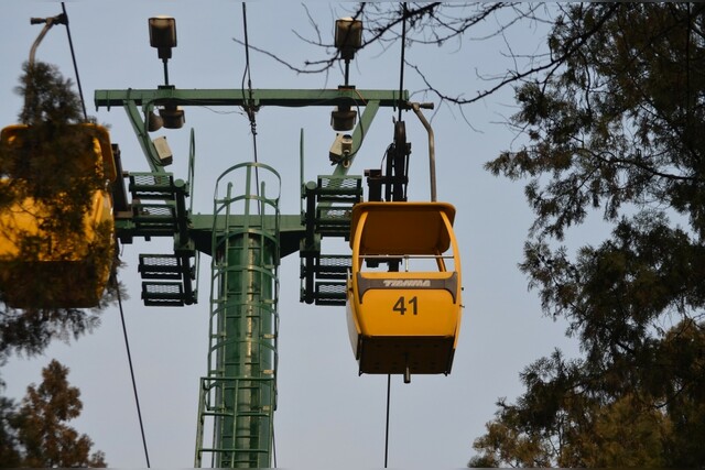 Gondel, Seilbahn, Baum, Bäume, gelb, Alpen