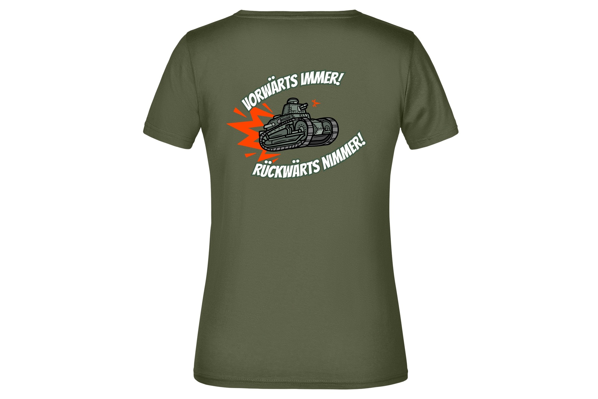 T-Shirt "Vorwärts immer - Rückwärts nimmer!" für Damen hinten