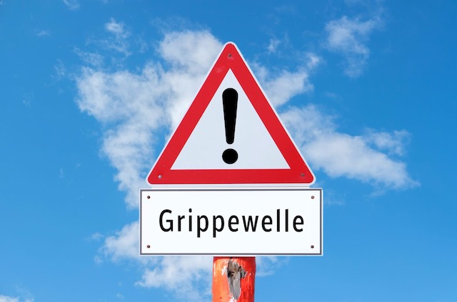 Grippe, krank, Ausrufezeichen, Achtung, Fieber, Influenza, Viren