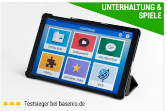 Banner Seniorentablet mit altersgerechten Spielen