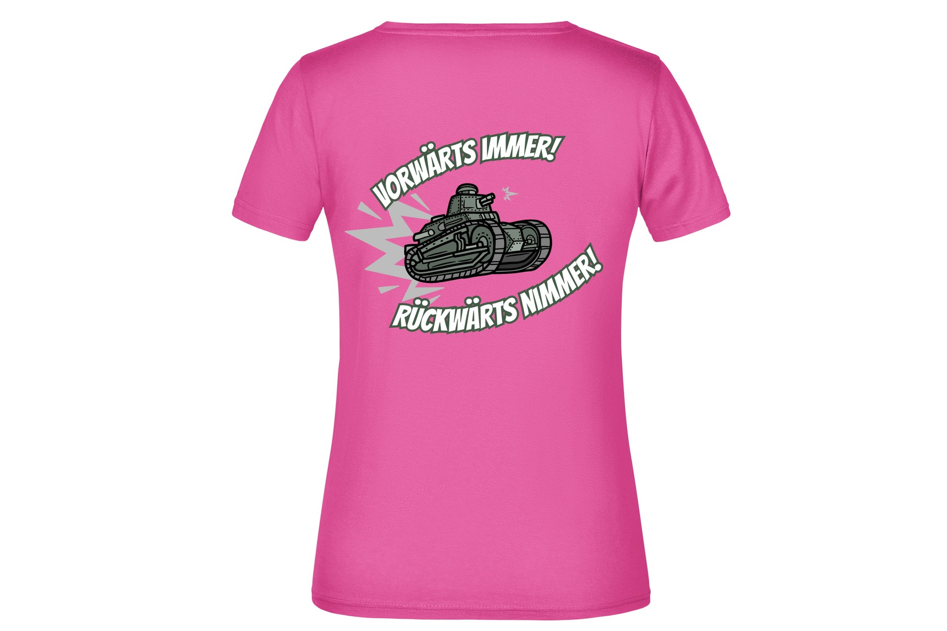 T-Shirt "Vorwärts immer - Rückwärts nimmer!" für Damen hinten