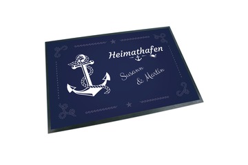 Unikatolo Fußmatte Anker Heimathafen mit Name personalisiert