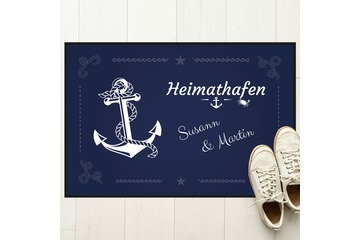 Unikatolo Fußmatte Anker Heimathafen mit Name personalisiert