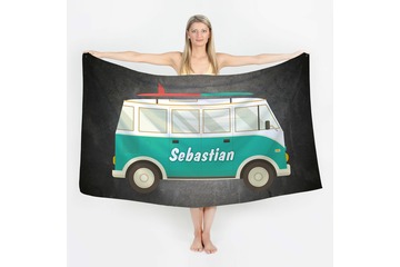 Unikatolo Badetuch Motiv Camper Van mit Name personalisiert