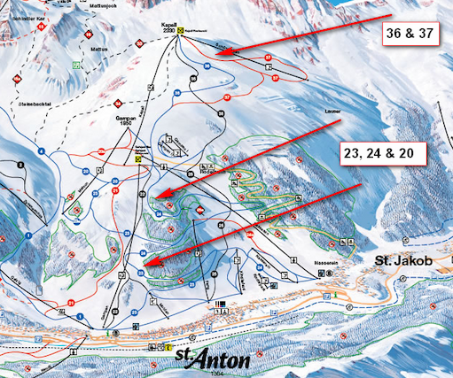 Skikarte, st. anton