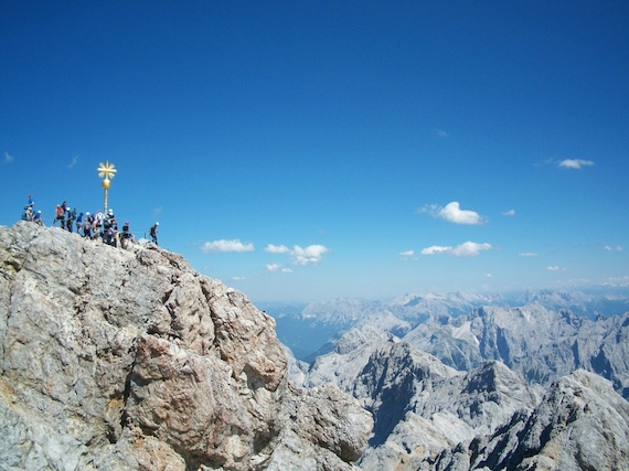 PPP, wandern, Zugspitze, Alpen, Himmel, Berge, Schnee, Gipfel, Fels
