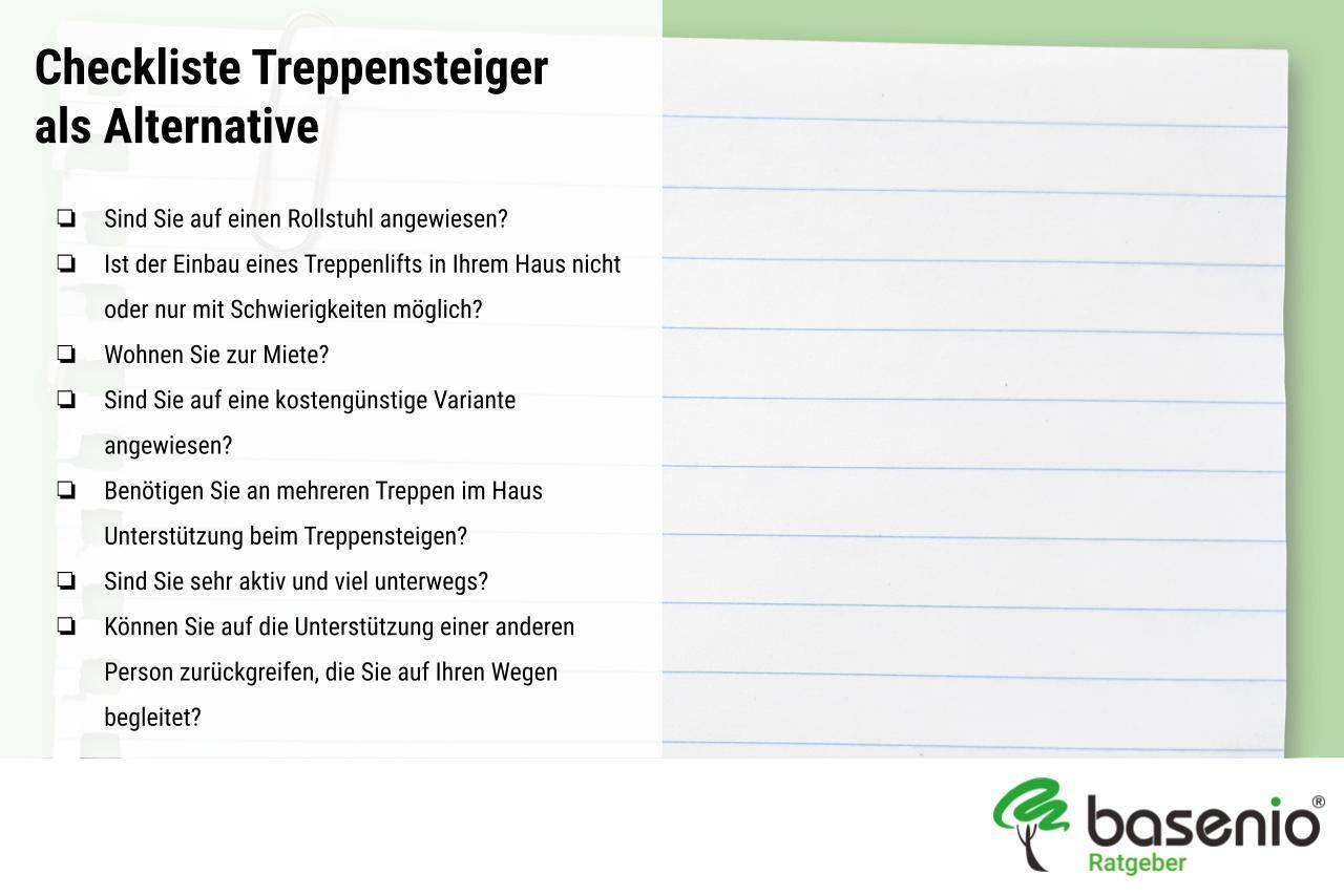 Checklist Treppensteiger als Alternative